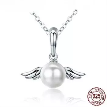Ожерелье с подвеской в виде крыла ангела из 100% стерлингового серебра 925 пробы на День святого Валентина для мамы, цепочка, ювелирное изделие, подарок