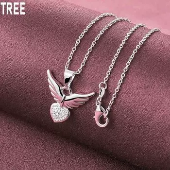 Ожерелье с подвеской в виде крыла сердца из стерлингового серебра 925 пробы, модные свадебные украшения O-40CM