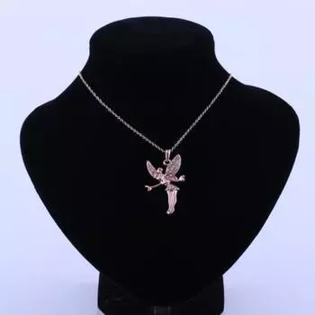 Ожерелье с подвеской в виде крыла девушки-ангела, блестящие стразы, инкрустированные подвеской, не выцветающие, яркие серебряный