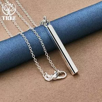 Ожерелье с подвеской в виде квадратной колонны из стерлингового серебра 925 пробы, модные ювелирные изделия 45cm