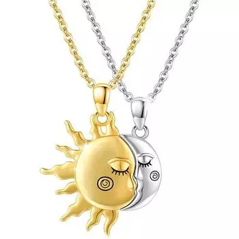 Ожерелье с подвеской в виде лица Солнца и Луны для мужчин и женщин, подвеска с магнитами для выражения любви, ювелирный подарок single