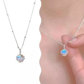 Ожерелье с подвеской в виде лунного камня с каплями воды для женщин и девочек, цепочка с подвесками из лунного камня, аксессуары для вечеринок серебряный