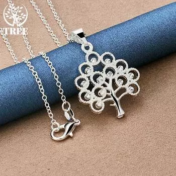 Ожерелье с подвеской в виде маленького дерева из стерлингового серебра 925 пробы, модные ювелирные изделия 45cm