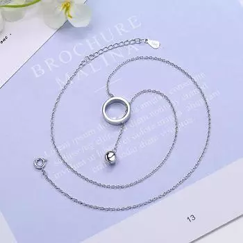 Ожерелье с подвеской в виде маленького колокольчика из стерлингового серебра 925 пробы, серебряная цепочка на ключицу для женщин, ювелирные изделия 40cm plus 3.5cm