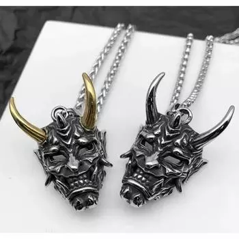 Ожерелье с подвеской в виде маски призрака, мужское уличное ожерелье в стиле панк, украшение в виде ужасов на день Хэллоуина серебряный