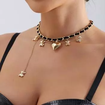 Ожерелье с подвеской в виде медведя и сердца, женское ожерелье, ожерелье на День святого Валентина, подарок на День святого Валентина, подарок для нее