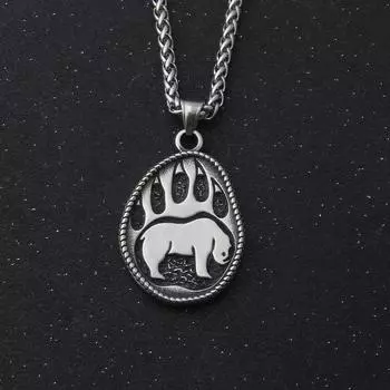 Ожерелье с подвеской в виде медвежьей лапы, защитный амулет из нержавеющей стали, ожерелье с медведем в стиле норвежского викинга для мужчин и женщин