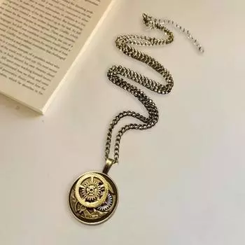 Ожерелье с подвеской в виде механических шестеренок, винтажное ожерелье в стиле стимпанк с круглыми шестеренками, ювелирные изделия из сплава для мужчин и женщин, повседневная одежда для работы и вечеринки серебряный