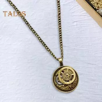 Ожерелье с подвеской в виде механических шестеренок, винтажное ожерелье в стиле стимпанк с круглыми шестеренками, ювелирные изделия из сплава для мужчин и женщин, повседневная одежда для работы и вечеринки бронзовый