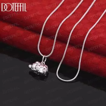 Ожерелье с подвеской в виде милой свиньи из стерлингового серебра 925 пробы, модные свадебные украшения S-40CM