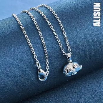 Ожерелье с подвеской в виде милой свиньи из стерлингового серебра 925 пробы, модные свадебные украшения O-45CM