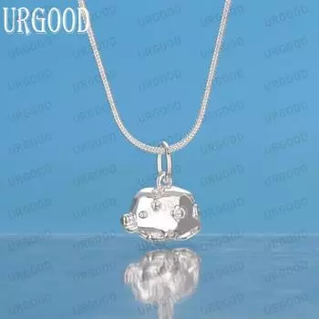 Ожерелье с подвеской в виде милой свиньи из стерлингового серебра 925 пробы, модные свадебные украшения S-40CM