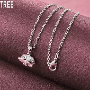 Ожерелье с подвеской в виде милой свиньи из стерлингового серебра 925 пробы, модные свадебные украшения O-40CM
