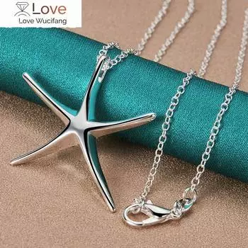 Ожерелье с подвеской в виде морской звезды из стерлингового серебра 925 пробы, цепочка 16-30 дюймов для женщин и мужчин, модные ювелирные изделия для свадьбы и помолвки 40cm