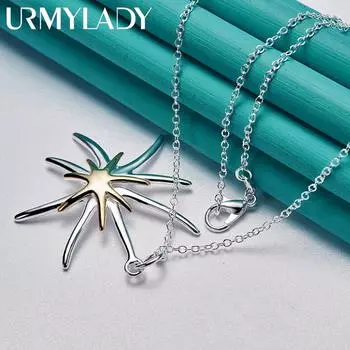 Ожерелье с подвеской в виде морской звезды из стерлингового серебра 925 пробы для женщин, свадебные ювелирные украшения 45cm