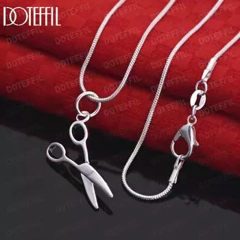 Ожерелье с подвеской в виде ножниц из стерлингового серебра 925 пробы, модные свадебные украшения S-40CM