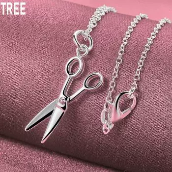 Ожерелье с подвеской в виде ножниц из стерлингового серебра 925 пробы, модные свадебные украшения O-40CM