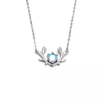 Ожерелье с подвеской в виде оленя из лунного камня, цепочка на ключицу, женское модное легкое роскошное ожерелье Mori с подвеской в виде лунного оленя.