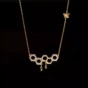 Ожерелье с подвеской в виде пчелиных сот, женское универсальное нишевое украшение на шею ключицы золотой