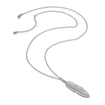 Ожерелье с подвеской в виде перьев, богемное винтажное повседневное золотисто-серебряное регулируемое длинное ожерелье-свитер, модные аксессуары, подарок серебряный