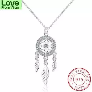 Ожерелье с подвеской в виде пера ловца снов из стерлингового серебра 925 пробы, серебряный кулон ловца снов, эффектное колье-чокер Gtlx487