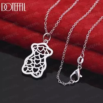 Ожерелье с подвеской в виде плюшевого мишки из стерлингового серебра 925 пробы, модные свадебные украшения O-40CM