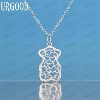 Ожерелье с подвеской в виде плюшевого мишки из стерлингового серебра 925 пробы, модные свадебные украшения O40CM