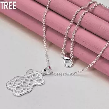 Ожерелье с подвеской в виде плюшевого мишки из стерлингового серебра 925 пробы, модное украшение для свадьбы O-45CM