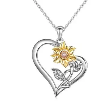 Ожерелье с подвеской в виде подсолнуха для женщин, подвески в форме сердца, модные ювелирные изделия, подарки
