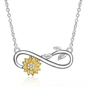 Ожерелье с подвеской в виде подсолнуха для женщин, подвески с крестом и бесконечностью, модные украшения