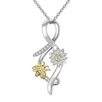 Ожерелье с подвеской в виде подсолнуха для женщин, подвески в виде пчелы, модные украшения, подарки для девочек