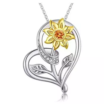 Ожерелье с подвеской в виде подсолнуха для женщин, подвески в форме сердца, модные украшения, подарки для девочек