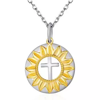Ожерелье с подвеской в виде подсолнуха для женщин, цветочные подвески, модные ювелирные изделия с крестом, подарки для девочек