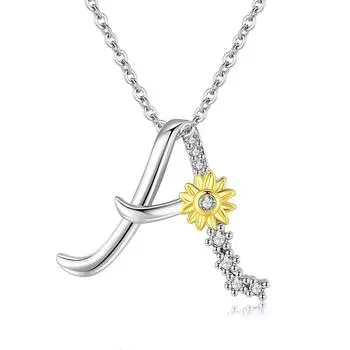 Ожерелье с подвеской в виде подсолнуха для женщин, подвески с буквами, модные украшения для девочек