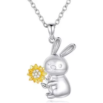 Ожерелье с подвеской в виде подсолнуха для женщин, подвески в виде кролика, модные украшения, подарки для девочек