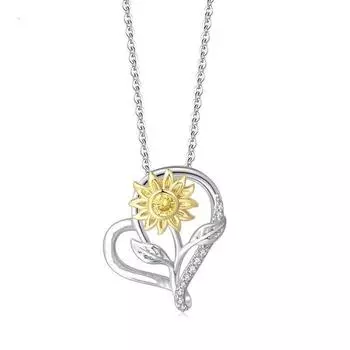 Ожерелье с подвеской в виде подсолнуха для женщин, подвески в форме сердца, модные украшения, подарки для девочек