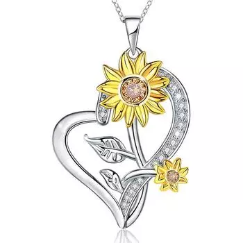 Ожерелье с подвеской в виде подсолнуха для женщин, подвески в форме сердца, модные украшения, подарки для девочек
