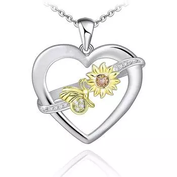 Ожерелье с подвеской в виде подсолнуха для женщин, подвески в форме сердца, модные украшения, подарки для девочек-бабочек