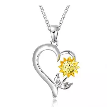 Ожерелье с подвеской в виде подсолнуха для женщин, подвески в форме сердца, модные украшения