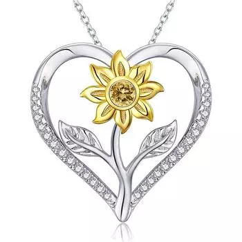 Ожерелье с подвеской в виде подсолнуха для женщин, подвески в форме сердца, модные украшения, подарки для девочек