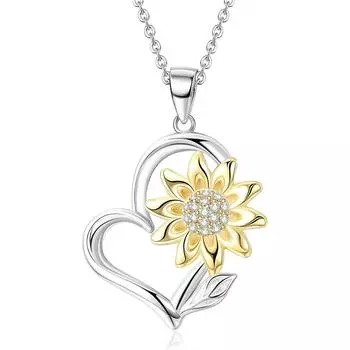 Ожерелье с подвеской в виде подсолнуха для женщин, подвески в форме сердца, модные украшения, подарки для девочек