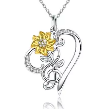 Ожерелье с подвеской в виде подсолнуха для женщин, подвески в форме сердца, модные украшения, подарки для девочек