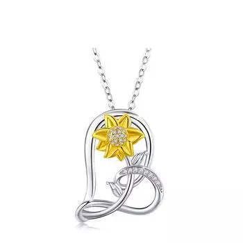 Ожерелье с подвеской в виде подсолнуха для женщин, подвески в форме сердца, модные украшения, подарки для девочек