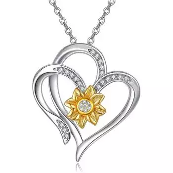 Ожерелье с подвеской в виде подсолнуха для женщин, подвески в форме сердца, модные украшения, подарки для девочек