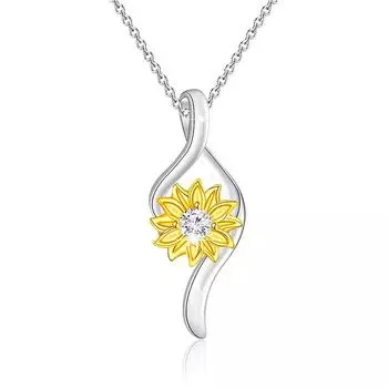 Ожерелье с подвеской в виде подсолнуха для женщин, подвески с CZ, модные украшения, подарки для девочек