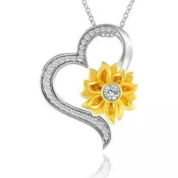 Ожерелье с подвеской в виде подсолнуха для женщин, подвески в форме сердца, модные украшения, подарки для девочек