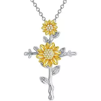 Ожерелье с подвеской в виде подсолнуха для женщин, подвески с крестом, модные украшения, подарки для девочек
