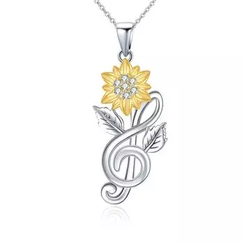 Ожерелье с подвеской в виде подсолнуха для женщин, подвески с музыкальной нотой, модные украшения для девочек