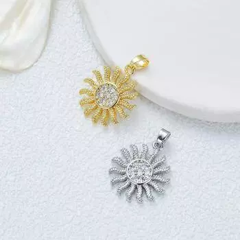 Ожерелье с подвеской в виде подсолнуха из циркония 18 карат с золотым покрытием Niche Style для женщин
