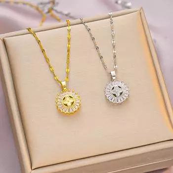Ожерелье с подвеской в виде подсолнуха с бриллиантами, женская цепочка на ключицу